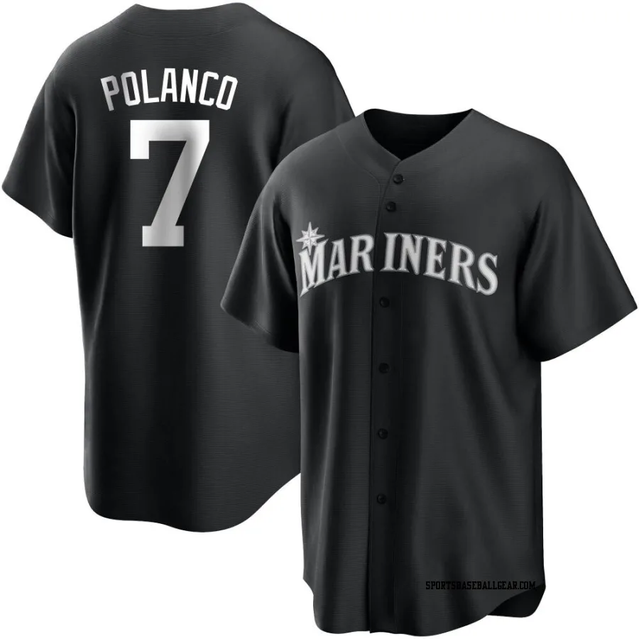 Jorge Polanco Men's Seattle Mariners Black/White Replica Jersey