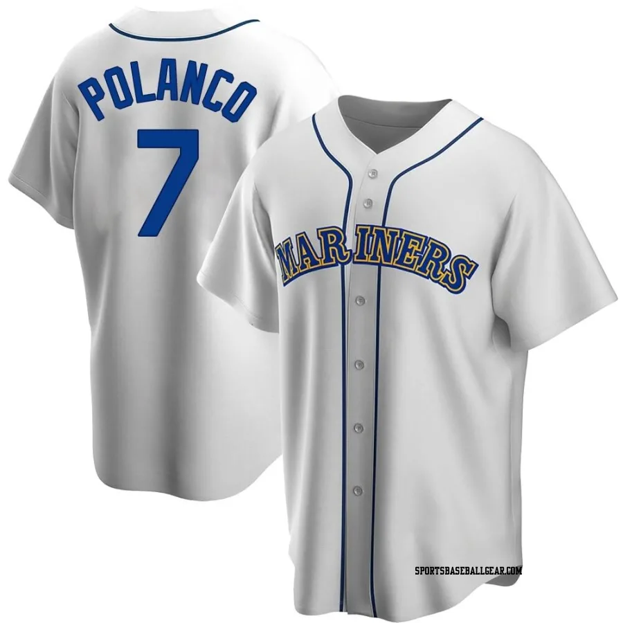 Jorge Polanco Men's Seattle Mariners White Replica Home Cooperstown Collection Jersey