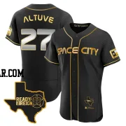 Jose Altuve Men's Houston Astros Black/Gold Authentic 2023 Space City Ready 2 Reign Flex Base Jersey