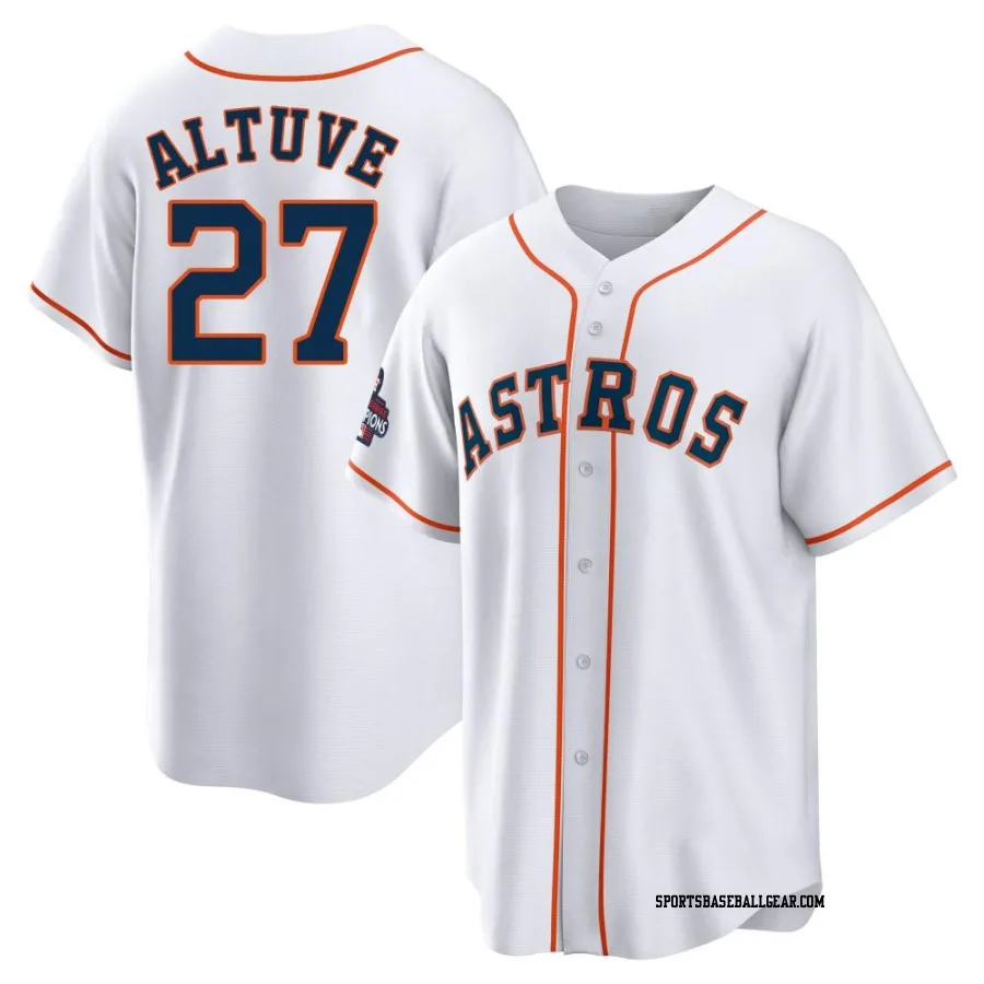 Jose Altuve Men's Houston Astros White Replica 2022 World Series Champions Home Jersey