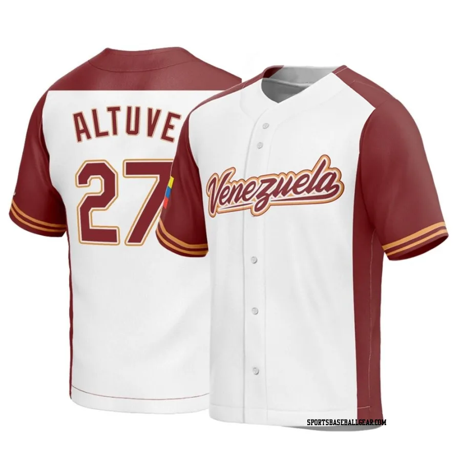 Jose Altuve Youth Venezuela Baseball White Replica 2023 World Baseball Classic Jersey