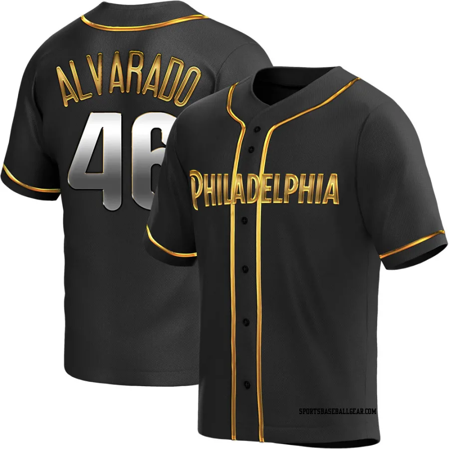 Jose Alvarado Men's Philadelphia Phillies Black Golden Replica Alternate Jersey