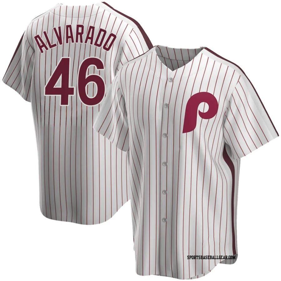 Jose Alvarado Men's Philadelphia Phillies White Replica Home Cooperstown Collection Jersey