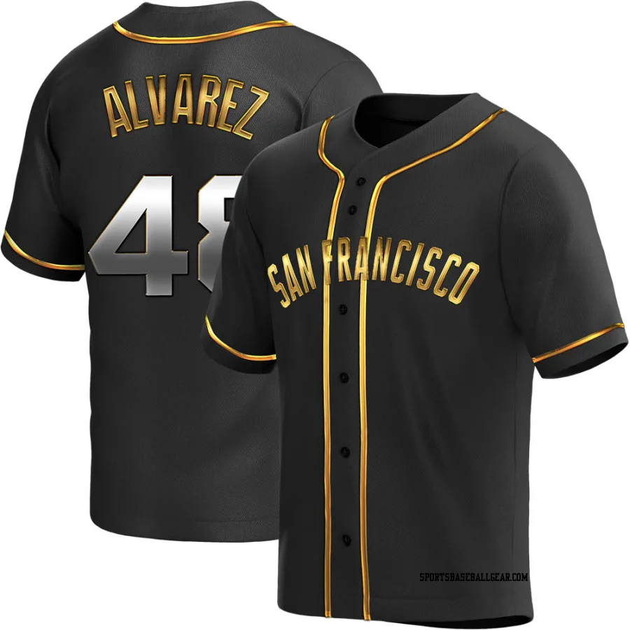 Jose Alvarez Men's San Francisco Giants Black Golden Replica Alternate Jersey