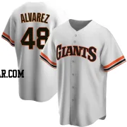 Jose Alvarez Men's San Francisco Giants White Replica Home Cooperstown Collection Jersey