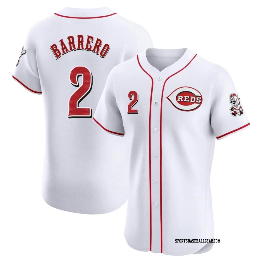 Jose Barrero Men's Cincinnati Reds White Elite Home Patch Jersey