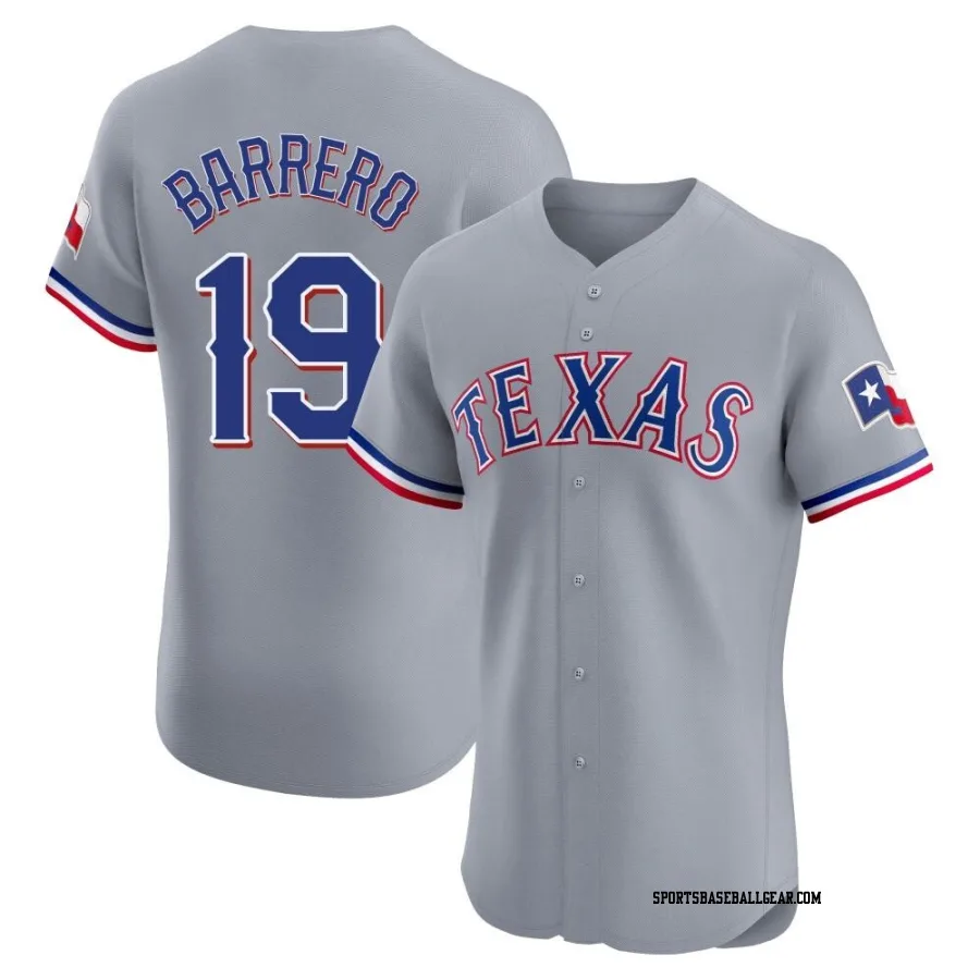 Jose Barrero Men's Texas Rangers Gray Elite Road Jersey