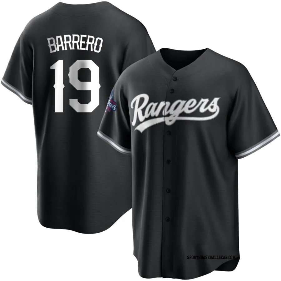 Jose Barrero Men's Texas Rangers White Replica Black 2023 World Series Champions Jersey