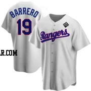 Jose Barrero Men's Texas Rangers White Replica Home Cooperstown Collection 2023 World Series Jersey