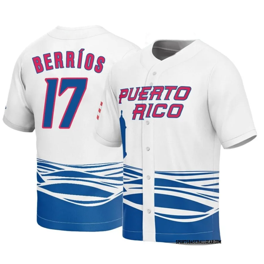 Jose Berrios Men's Puerto Rico Baseball White Replica 2023 World Baseball Classic Jersey