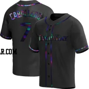 Jose Caballero Men's Tampa Bay Rays Black Holographic Replica Alternate Jersey