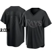 Jose Caballero Men's Tampa Bay Rays Black Replica Pitch Fashion Jersey