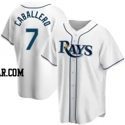 Jose Caballero Men's Tampa Bay Rays White Replica Home Jersey