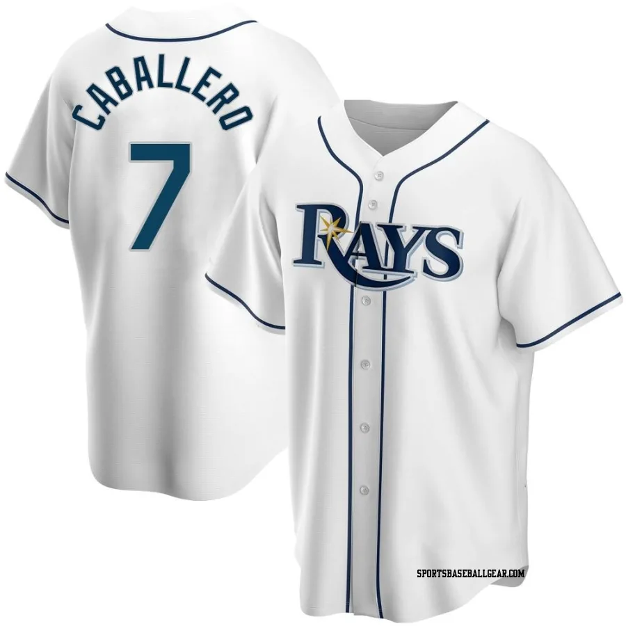 Jose Caballero Men's Tampa Bay Rays White Replica Home Jersey