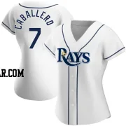 Jose Caballero Women's Tampa Bay Rays White Authentic Home Jersey