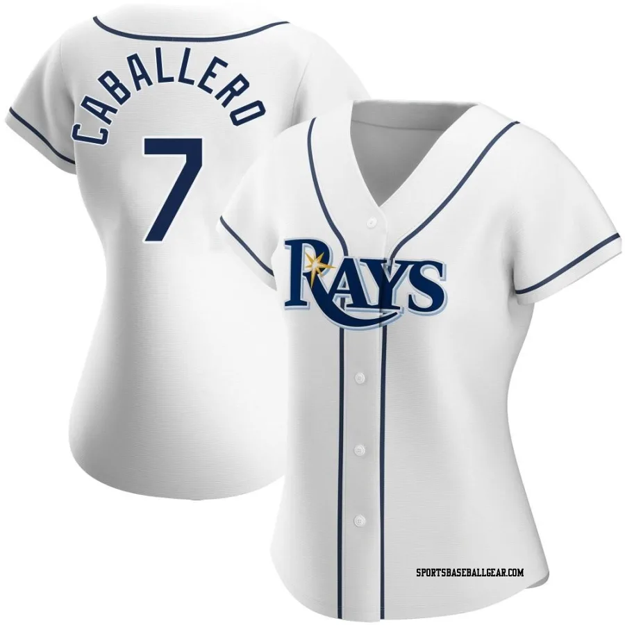 Jose Caballero Women's Tampa Bay Rays White Authentic Home Jersey