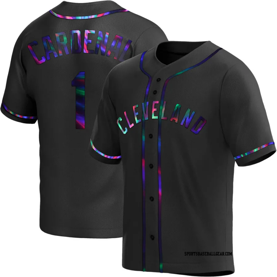 Jose Cardenal Men's Cleveland Guardians Black Holographic Replica Alternate Jersey