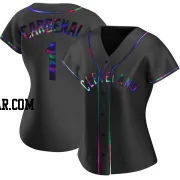 Jose Cardenal Women's Cleveland Guardians Black Holographic Replica Alternate Jersey