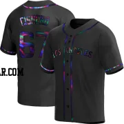 Jose Cisnero Men's Los Angeles Angels Black Holographic Replica Alternate Jersey