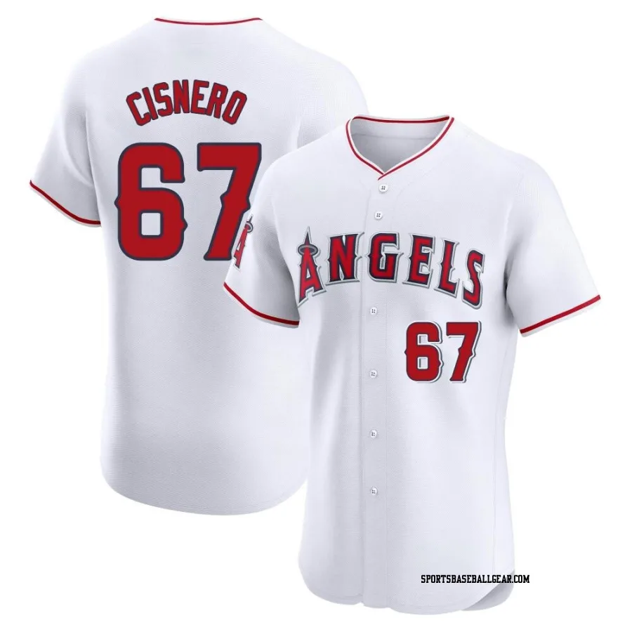 Jose Cisnero Men's Los Angeles Angels White Elite Home Jersey