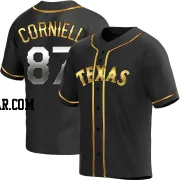 Jose Corniell Men's Texas Rangers Black Golden Replica Alternate Jersey