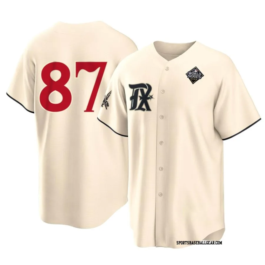 Jose Corniell Men's Texas Rangers Cream Replica 2023 City Connect 2023 World Series Jersey