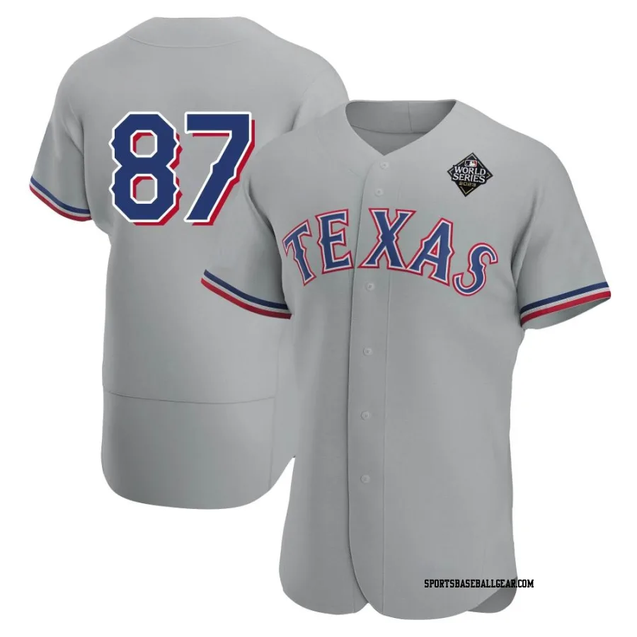 Jose Corniell Men's Texas Rangers Gray Authentic Road 2023 World Series Jersey