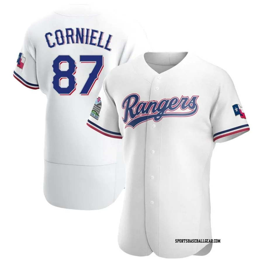 Jose Corniell Men's Texas Rangers White Authentic Home Jersey