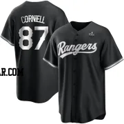 Jose Corniell Men's Texas Rangers White Replica Black 2023 World Series Jersey