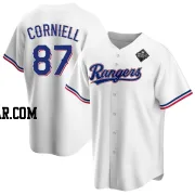 Jose Corniell Men's Texas Rangers White Replica Home 2023 World Series Jersey