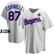 Jose Corniell Men's Texas Rangers White Replica Home Cooperstown Collection 2023 World Series Jersey