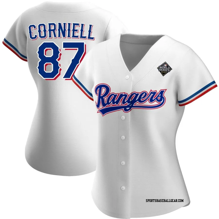 Jose Corniell Women's Texas Rangers White Authentic Home 2023 World Series Jersey