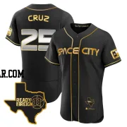 Jose Cruz Jr. Men's Houston Astros Black/Gold Authentic 2023 Space City Ready 2 Reign Flex Base Jersey