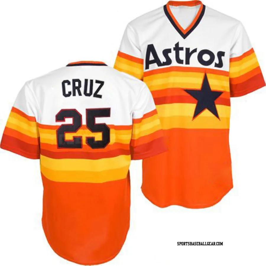 Jose Cruz Jr. Men's Houston Astros White/Orange Replica Throwback Jersey