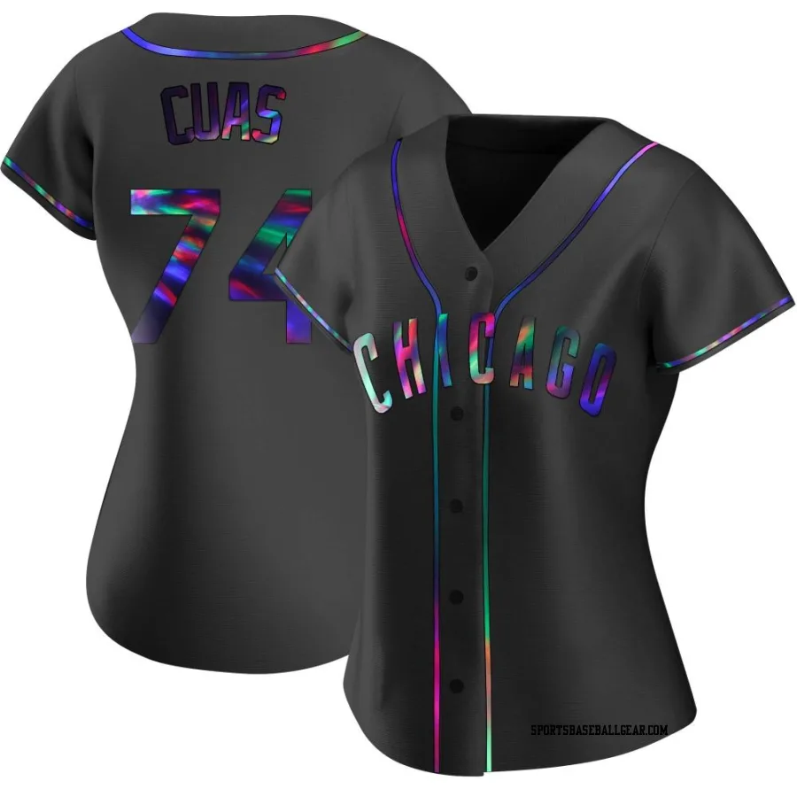 Jose Cuas Women's Chicago Cubs Black Holographic Replica Alternate Jersey