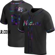 Jose Devers Men's Miami Marlins Black Holographic Replica Alternate Jersey