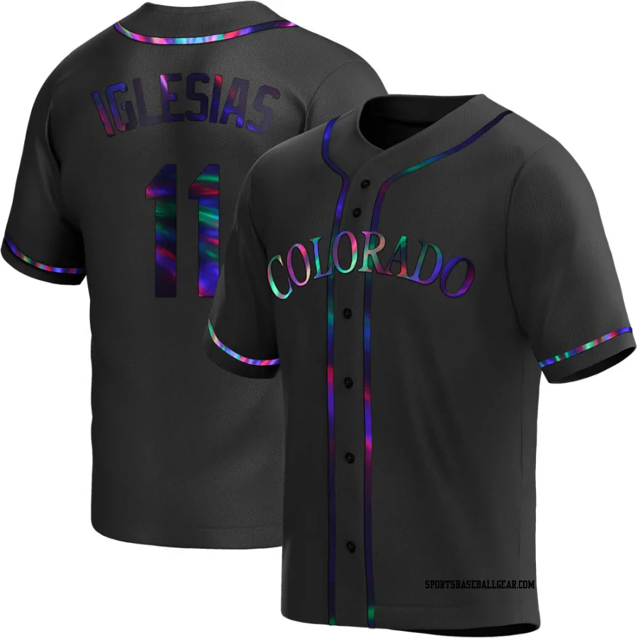 Jose Iglesias Men's Colorado Rockies Black Holographic Replica Alternate Jersey