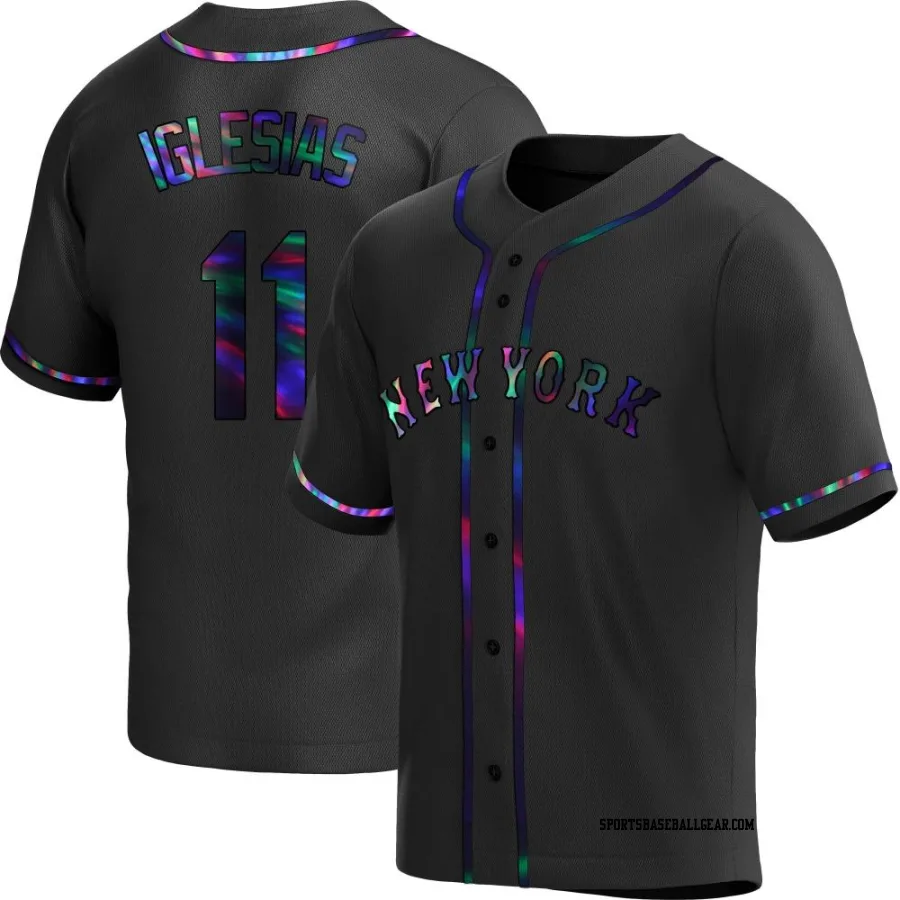 Jose Iglesias Men's New York Mets Black Holographic Replica Alternate Jersey