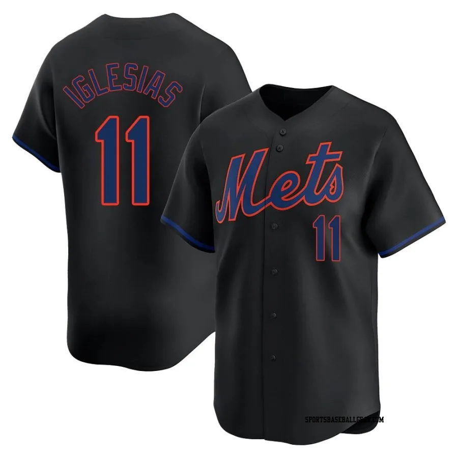 Jose Iglesias Men's New York Mets Black Limited Alternate Jersey