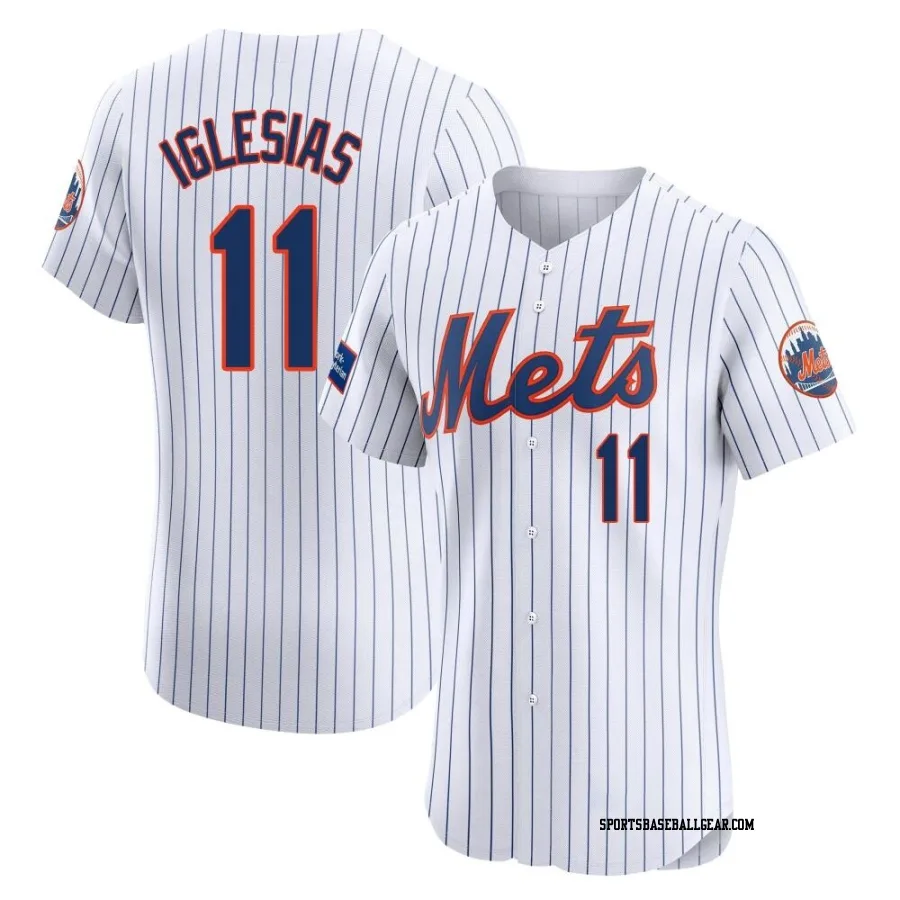 Jose Iglesias Men's New York Mets White Elite Home Patch Jersey