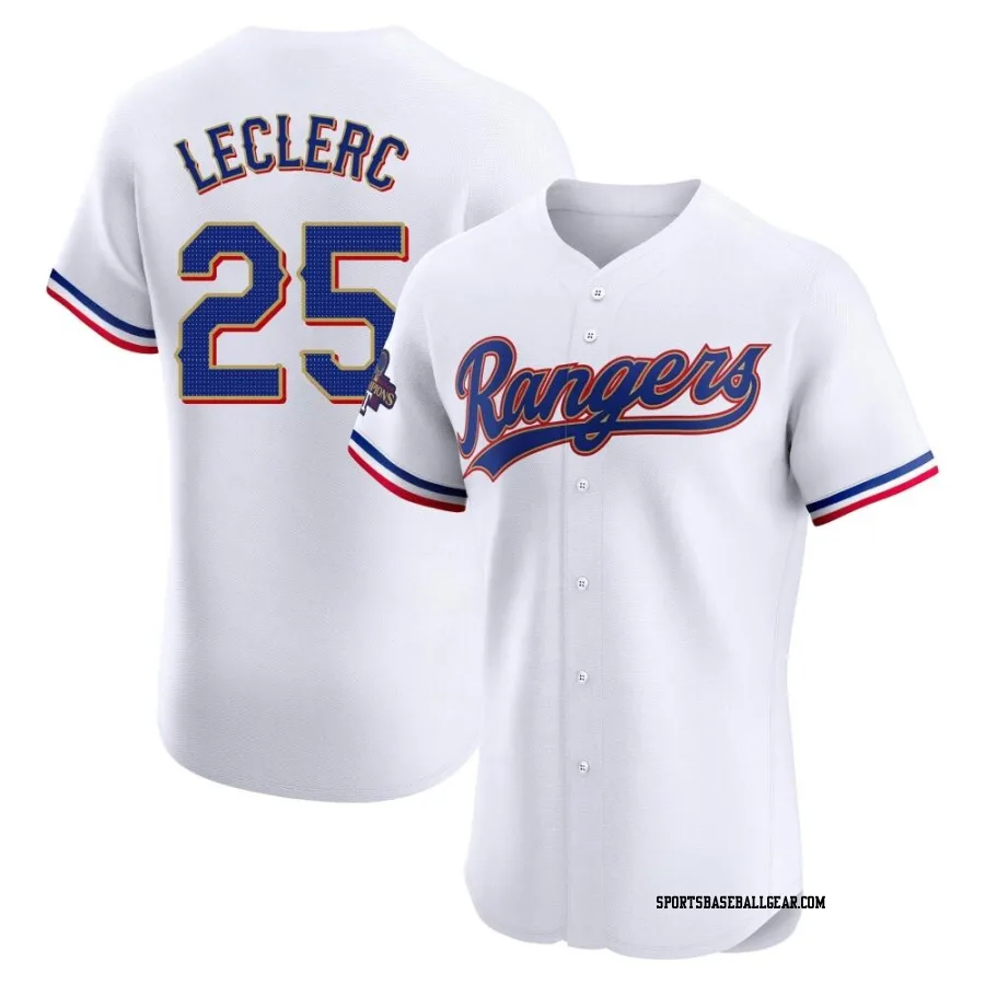 Jose Leclerc Men's Texas Rangers Gold Elite White 2024 Collection Jersey