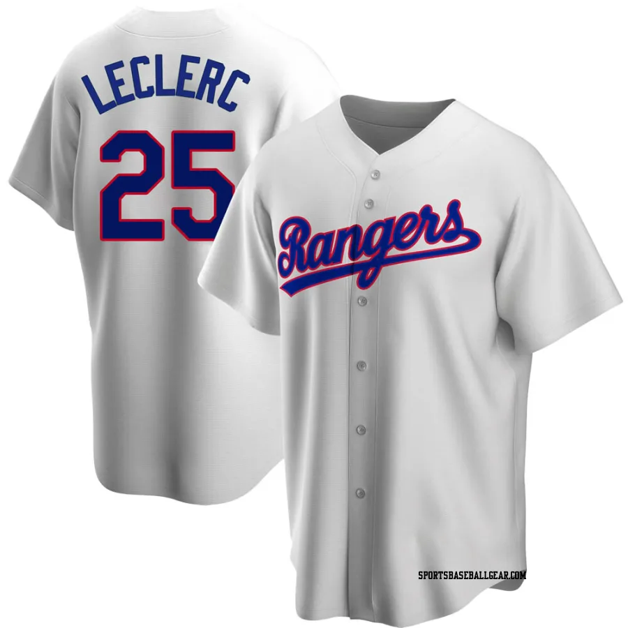 Jose Leclerc Men's Texas Rangers White Replica Home Cooperstown Collection Jersey