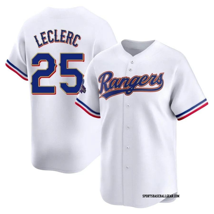 Jose Leclerc Youth Texas Rangers Gold Limited White 2024 Collection Jersey