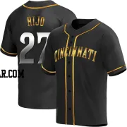 Jose Rijo Men's Cincinnati Reds Black Golden Replica Alternate Jersey