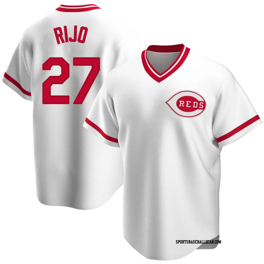 Jose Rijo Men's Cincinnati Reds White Replica Home Cooperstown Collection Jersey