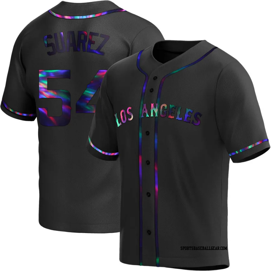 Jose Suarez Men's Los Angeles Angels Black Holographic Replica Alternate Jersey