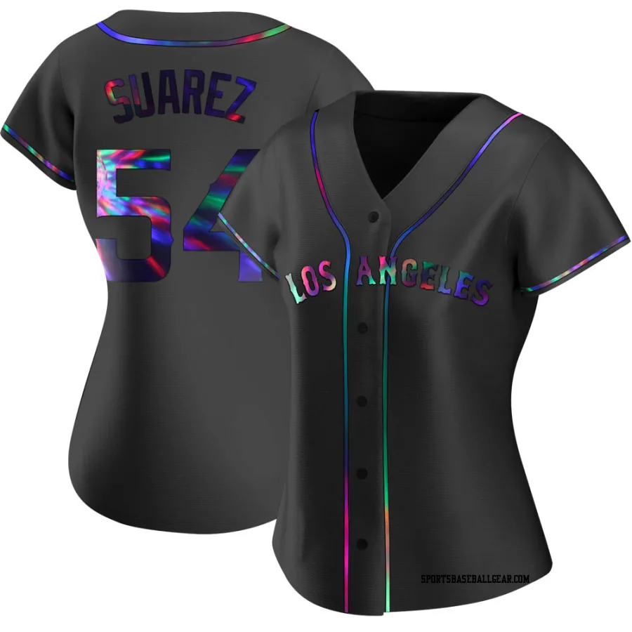 Jose Suarez Women's Los Angeles Angels Black Holographic Replica Alternate Jersey