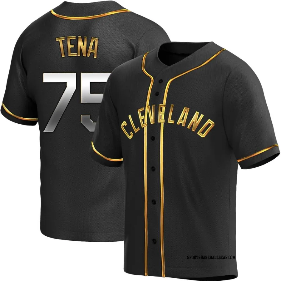 Jose Tena Men's Cleveland Guardians Black Golden Replica Alternate Jersey