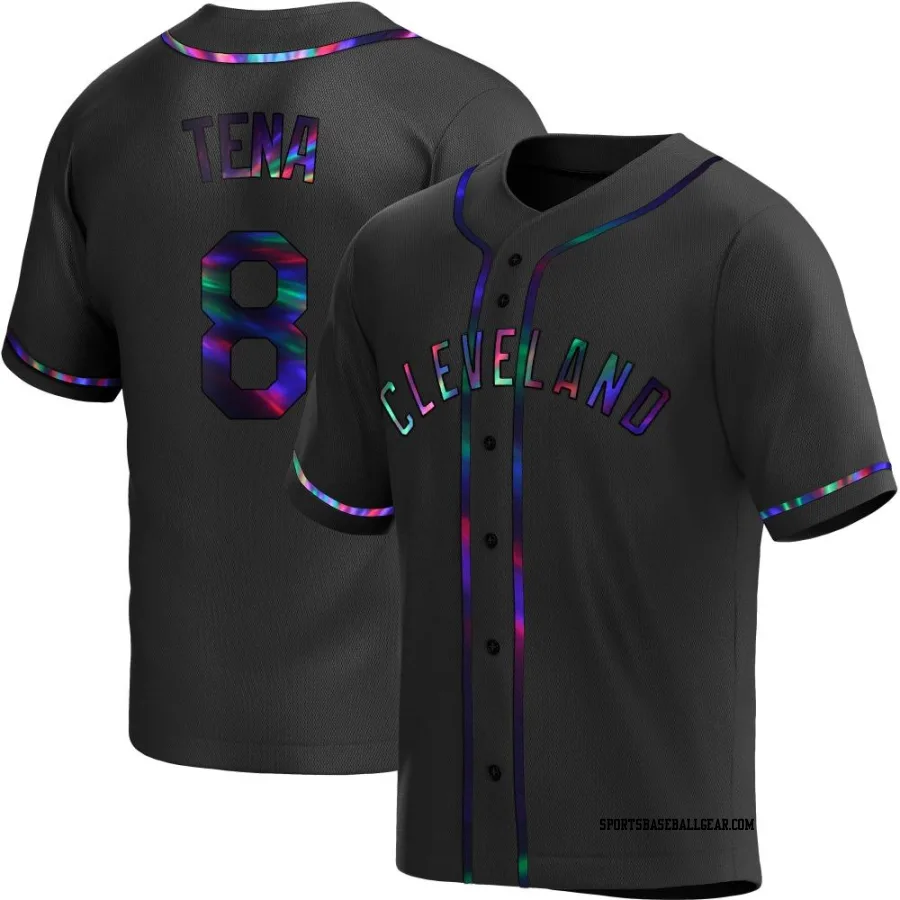 Jose Tena Youth Cleveland Guardians Black Holographic Replica Alternate Jersey