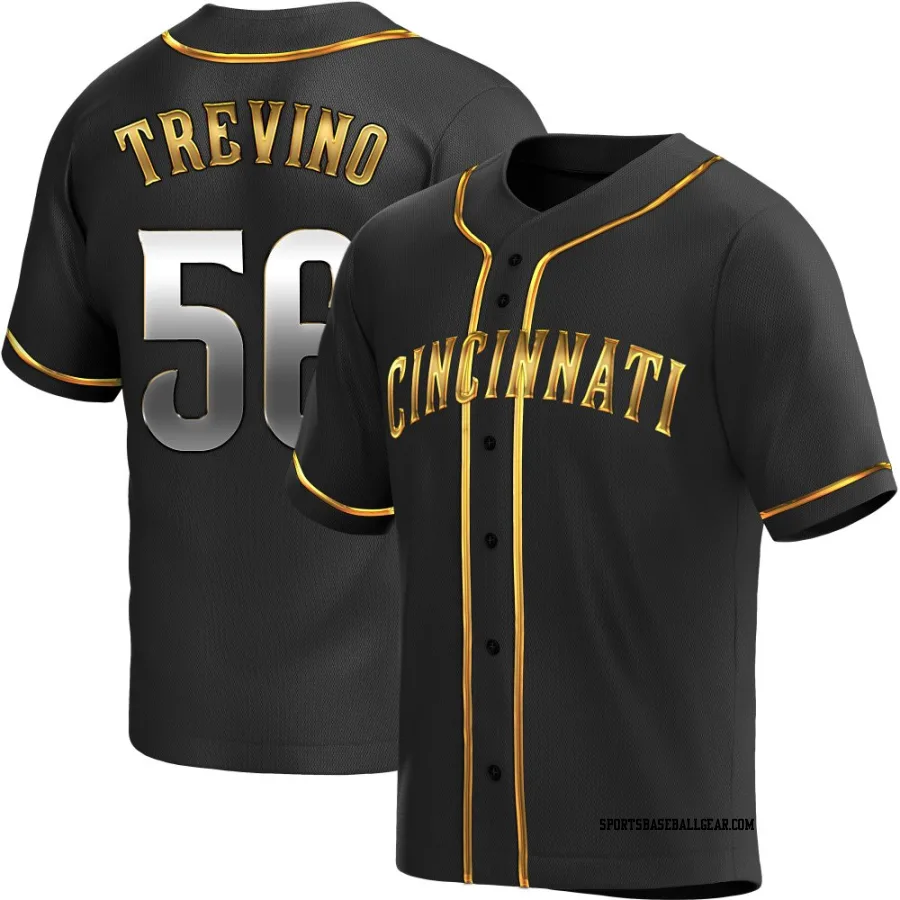 Jose Trevino Men's Cincinnati Reds Black Golden Replica Alternate Jersey